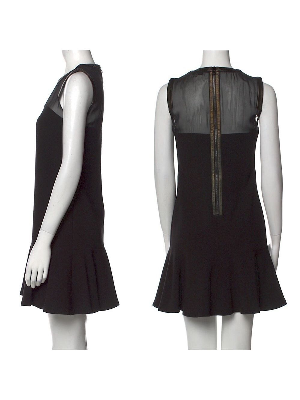 Sandro Leather Trim Flounce Dress - Picture 4 of 11
